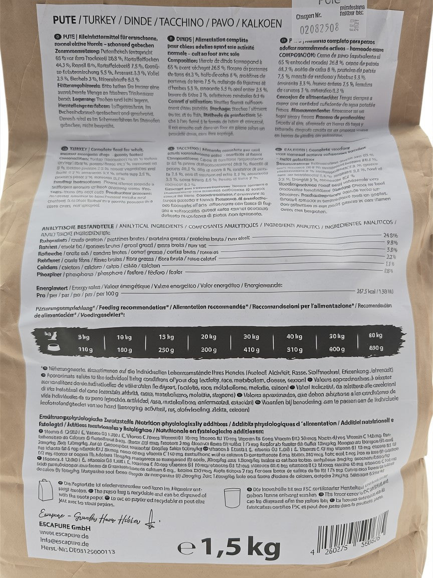 Hunde Trockenfutter "Pute"