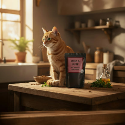 Katzen Nassfutter "Rind & Pute mit Petersilie & Distelöl"